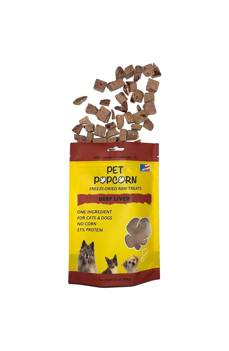 Pet Popcorn Freeze Dried Raw Treats, Beef Liver, 2.5oz Bag, Dog & Cat Snacks, Alternate, color, Multicolored