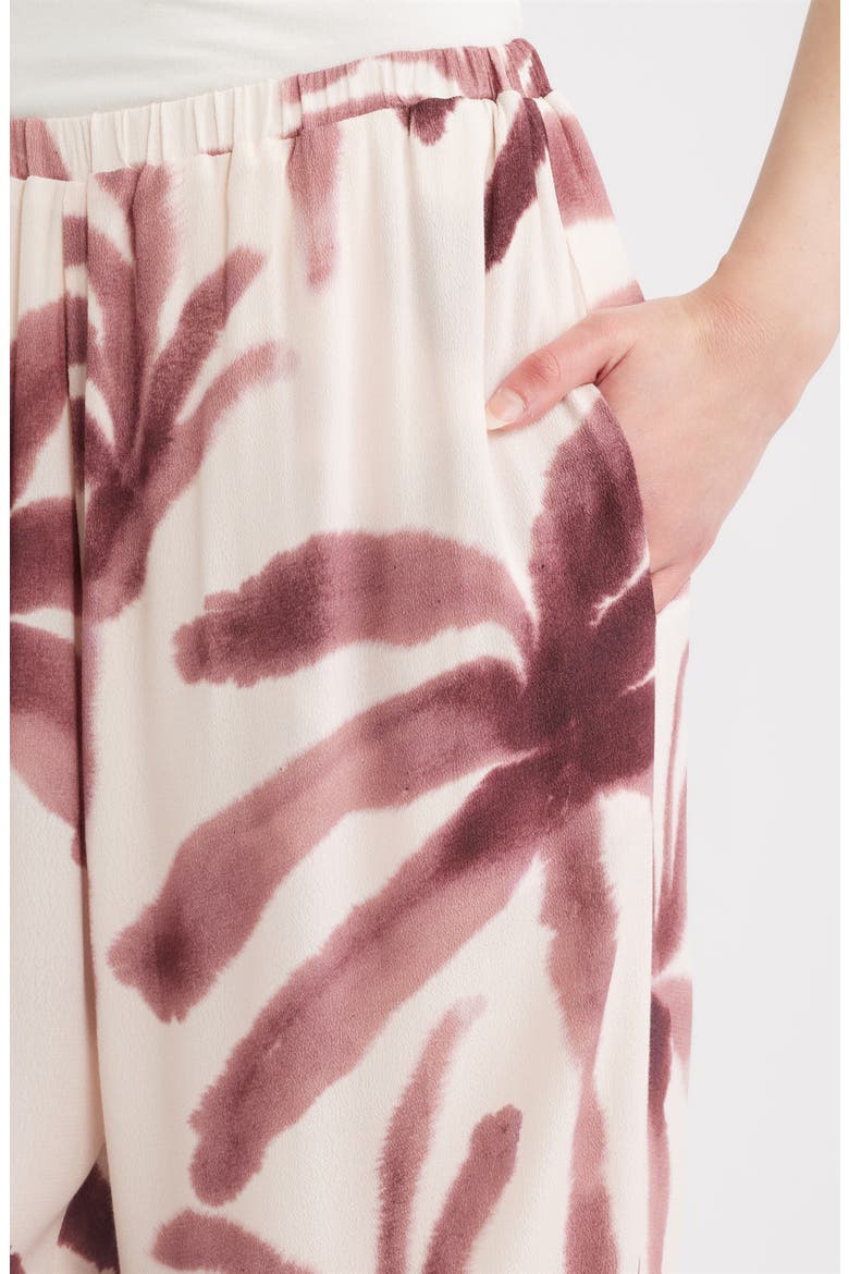 Isle Palm Tree Print Wide Leg Pants, Alternate, color, COCOA