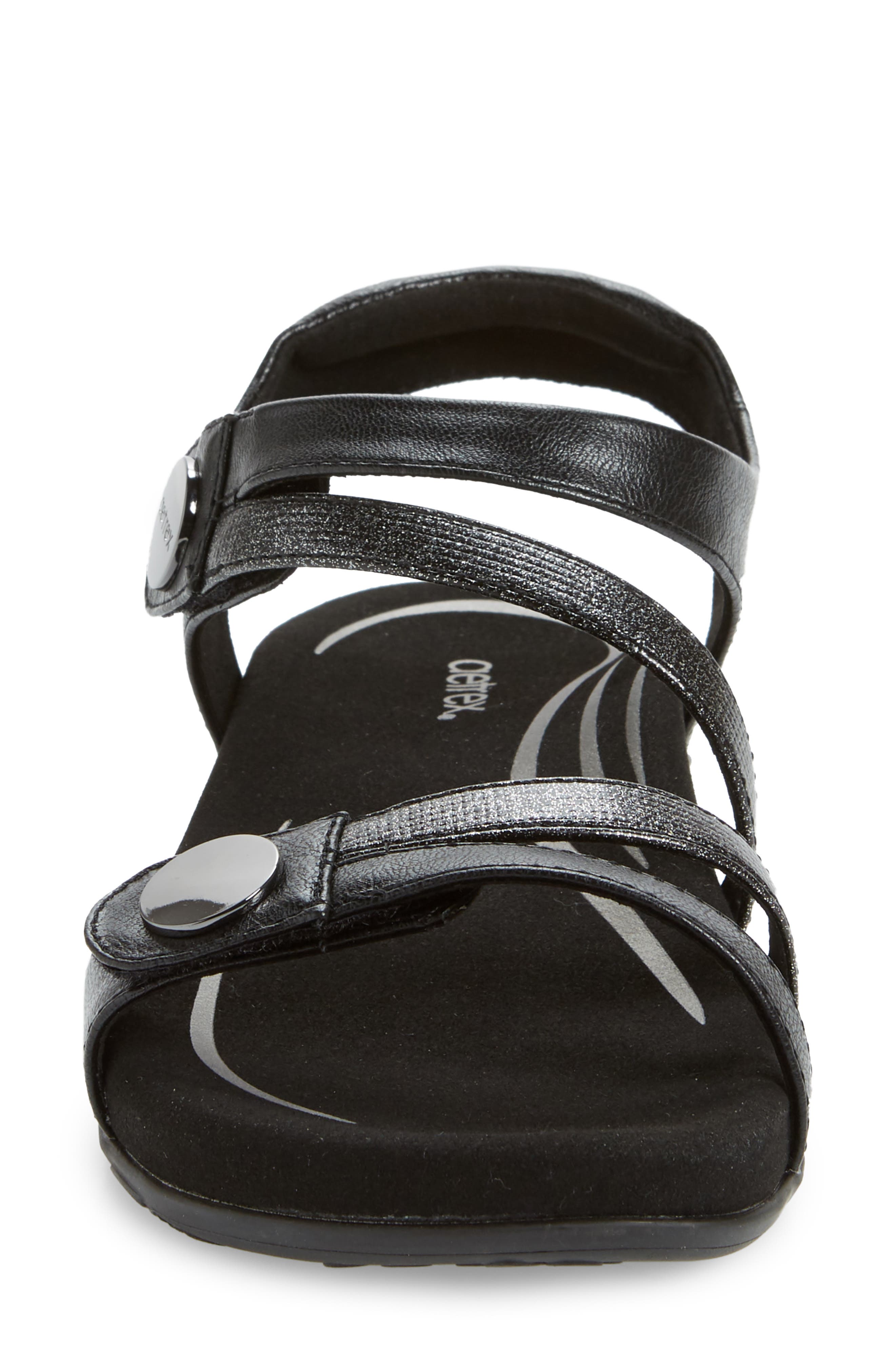 Jess Sandal, Alternate, color, BLACK FAUX LEATHER