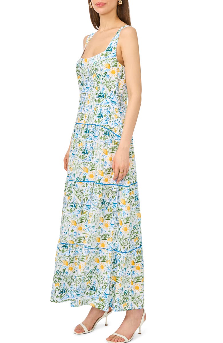 CeCe Drop Waist Tiered Maxi Dress, Alternate, color, Spa Blue