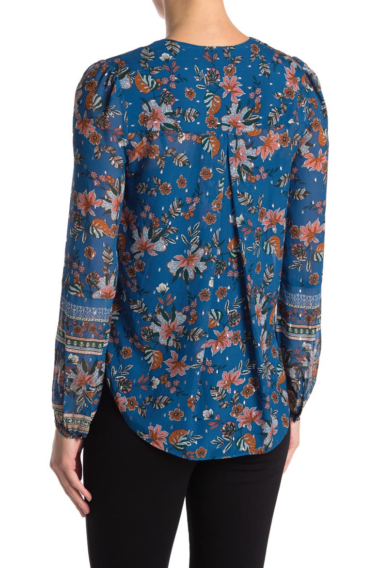 Lowell Metallic Silk Blouse, Alternate, color, CERULEAN MULTI
