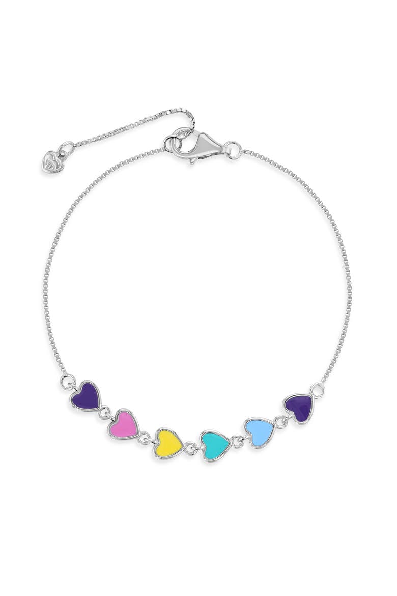 Rainbow Enamel Heart Girls Bracelet, Main, color, Multi-Color