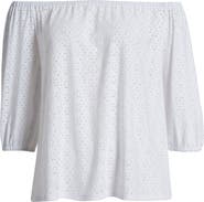 Loveappella Eyelet Off the Shoulder Top
