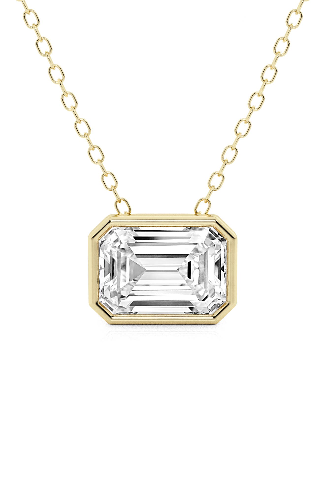 Badgley Mischka Collection 14K Gold Emerald Cut Lab-Created Diamond Pendant Necklace - .5ct