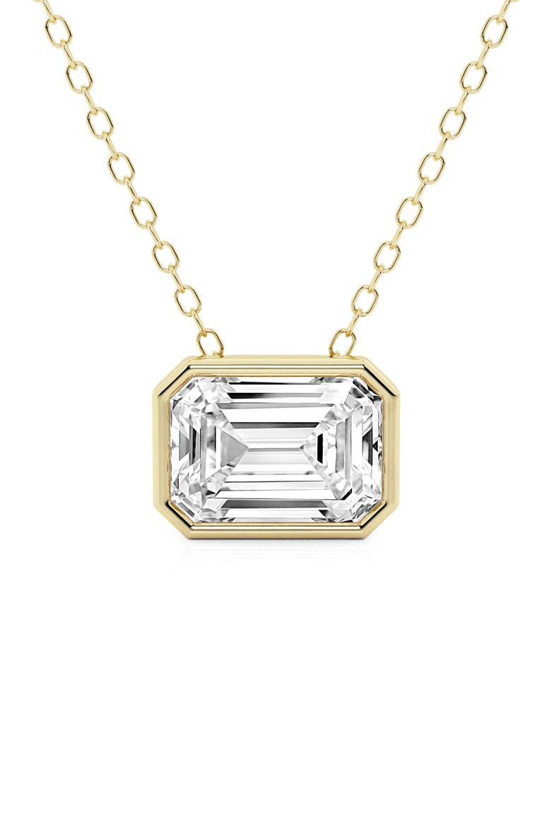 14K Gold Emerald Cut Lab-Created Diamond Pendant Necklace - .5ct video