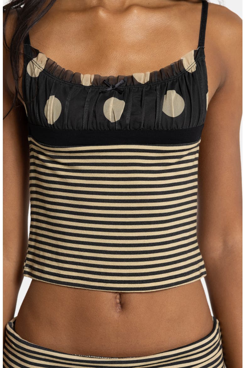 Polka Dot & Stripe Crop Top, Alternate, color, BLACK