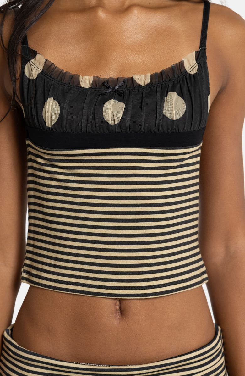 JADED LONDON Polka Dot & Stripe Crop Top, Alternate, color, Black