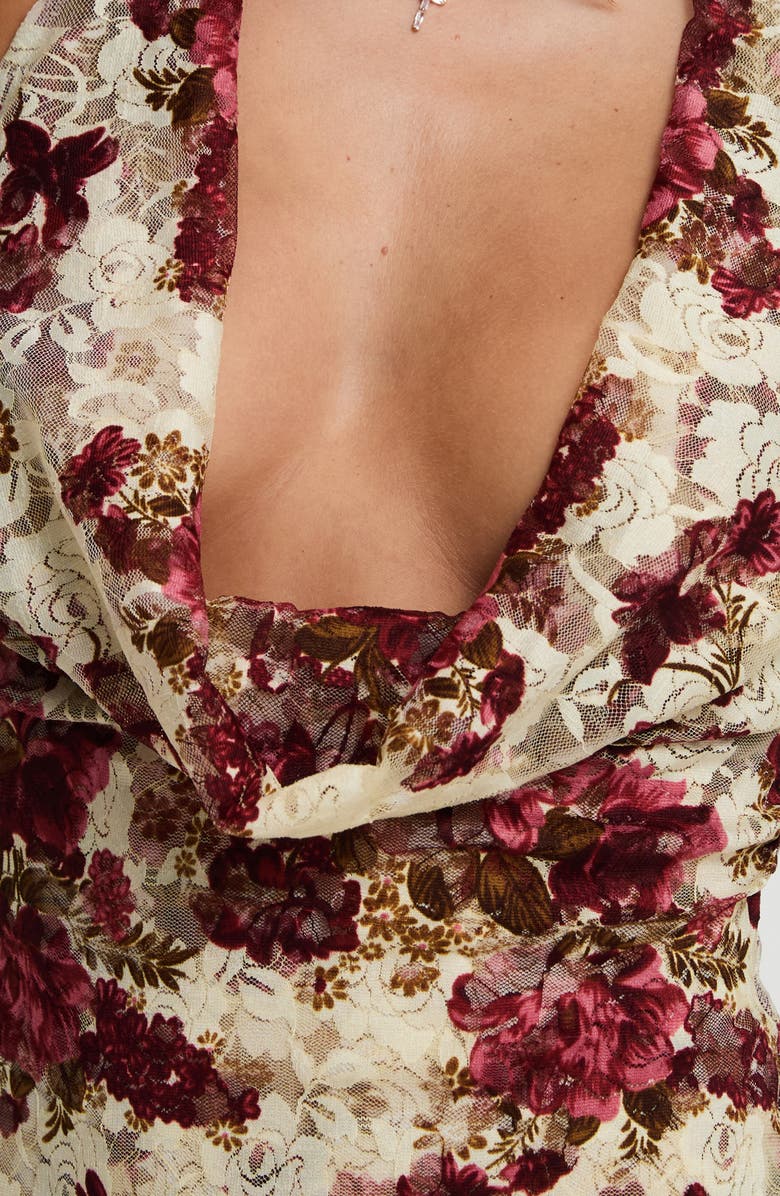 Princess Polly Capulet Floral Lace Cowl Halter Top, Alternate, color, 