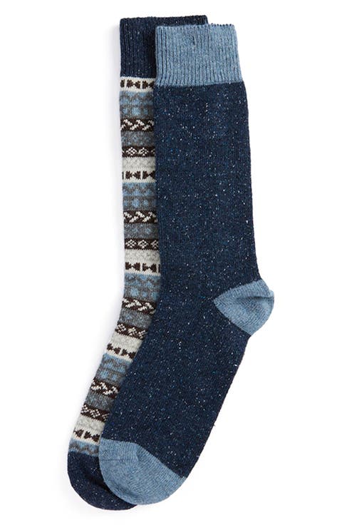 Assorted 2-Pack Neppy & Fair Isle Wool Blend Socks