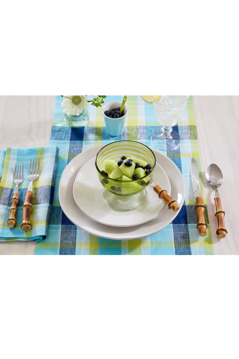 Linen Table Runner - Summer Madras Plaid, Alternate, color, Blue Plaid