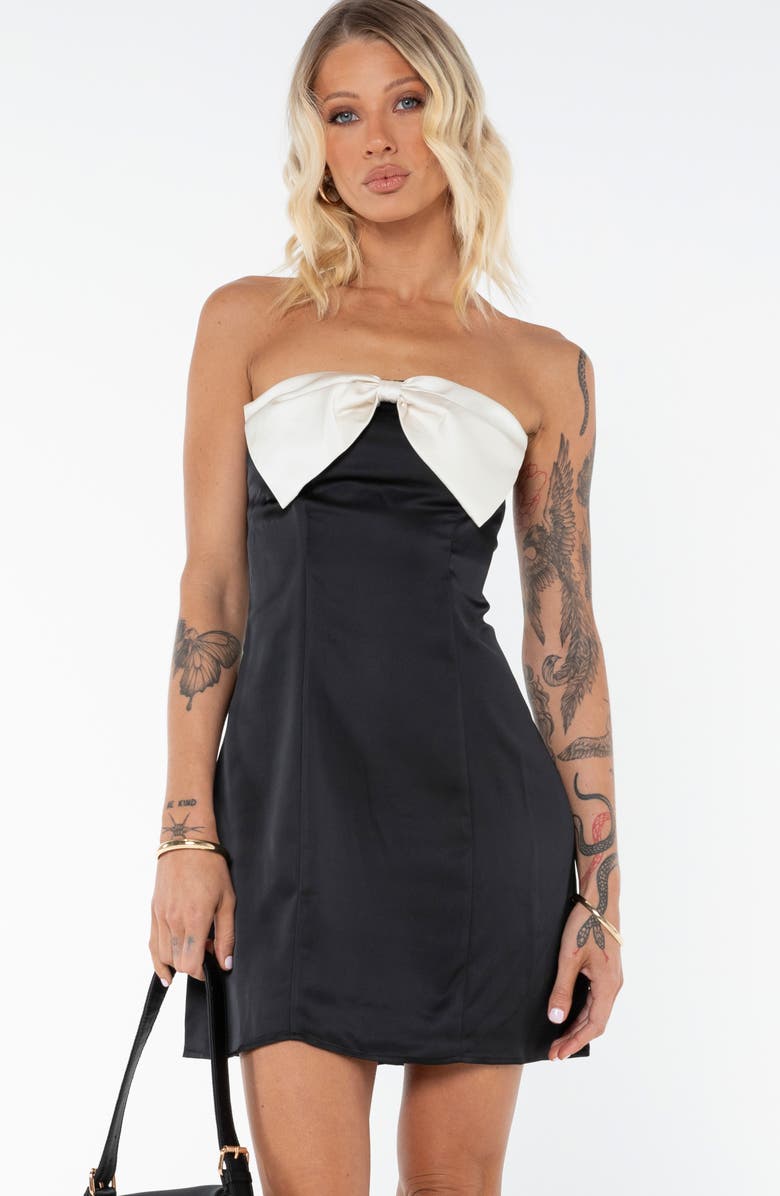 Princess Polly Kesy Bow Strapless Minidress, Alternate, color, Black