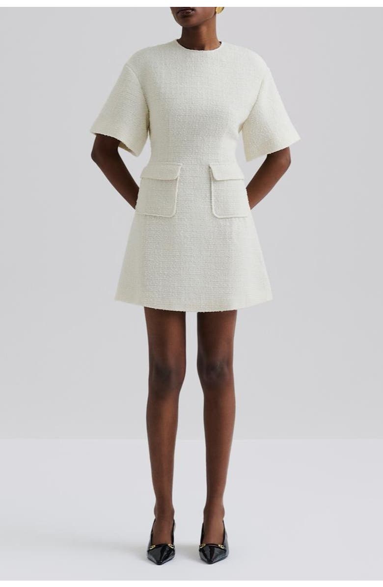 Malina Rayna Boucle Short Sleeve Mini Dress, Alternate, color, Vanilla