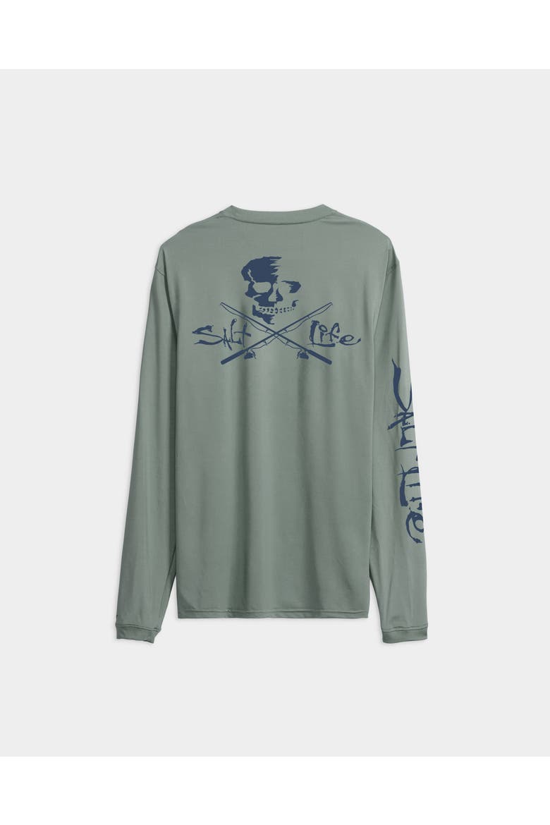 Skull and Poles Long Sleeve SLX Performance Tee, Alternate, color, Sagebrush Heather