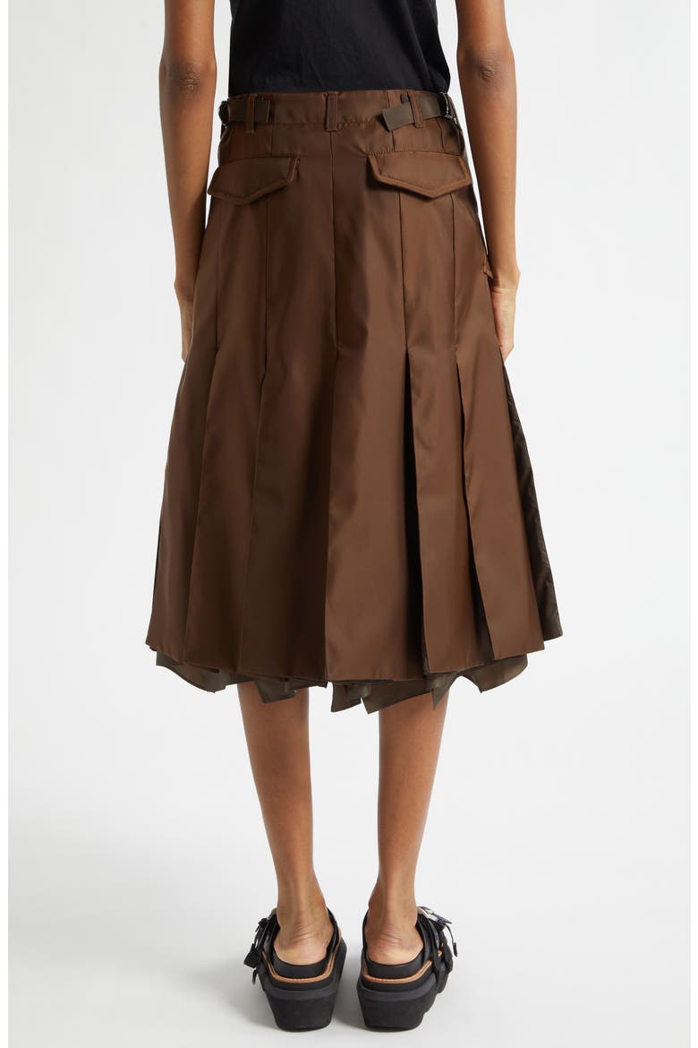 Nylon Twill Skirt, Alternate, color, BROWN