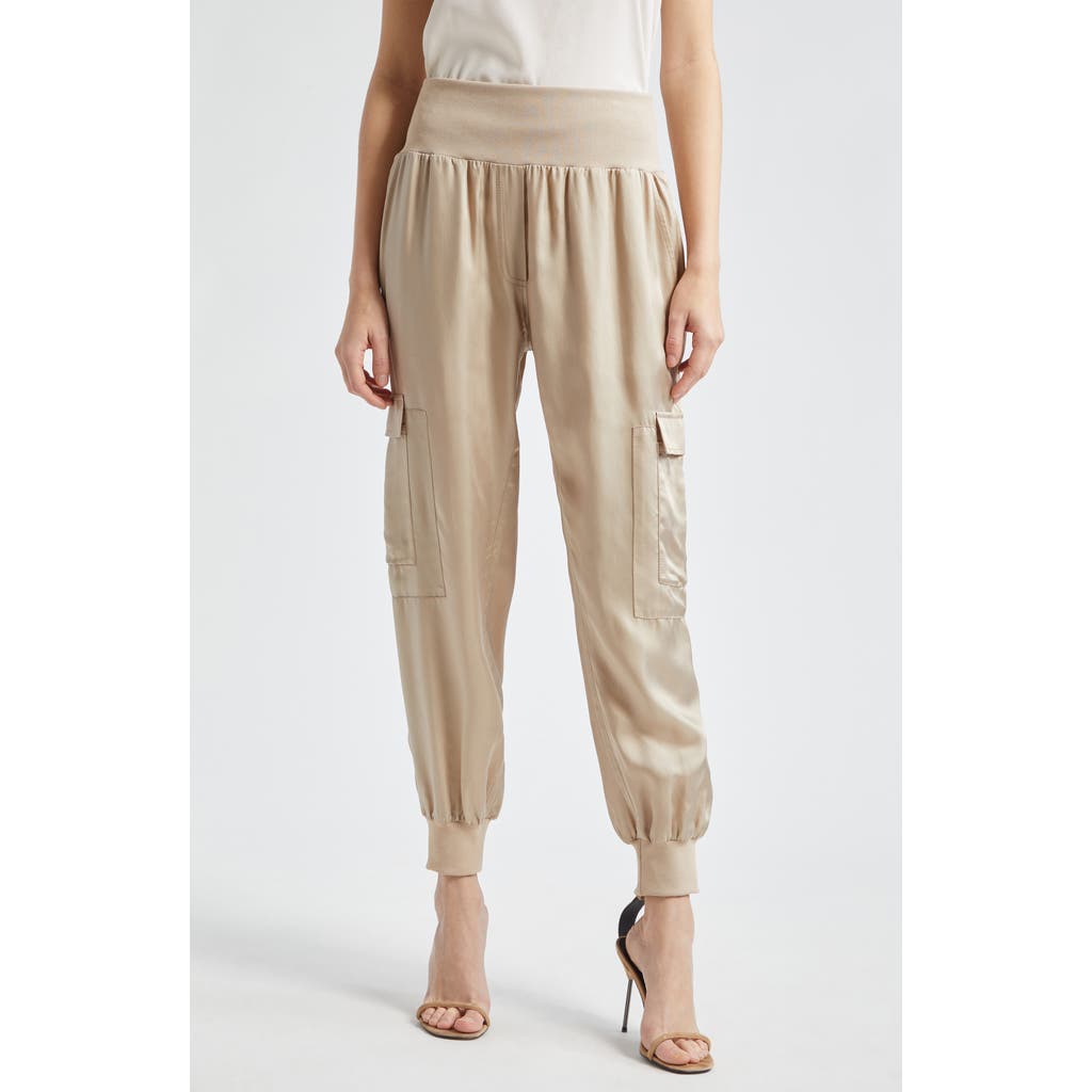 Cinq À Sept Giles Cupro Crop Cargo Joggers In Gray