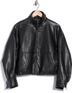 MAX STUDIO Bubble Hem Faux Leather Jacket