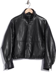 MAX STUDIO Bubble Hem Faux Leather Jacket