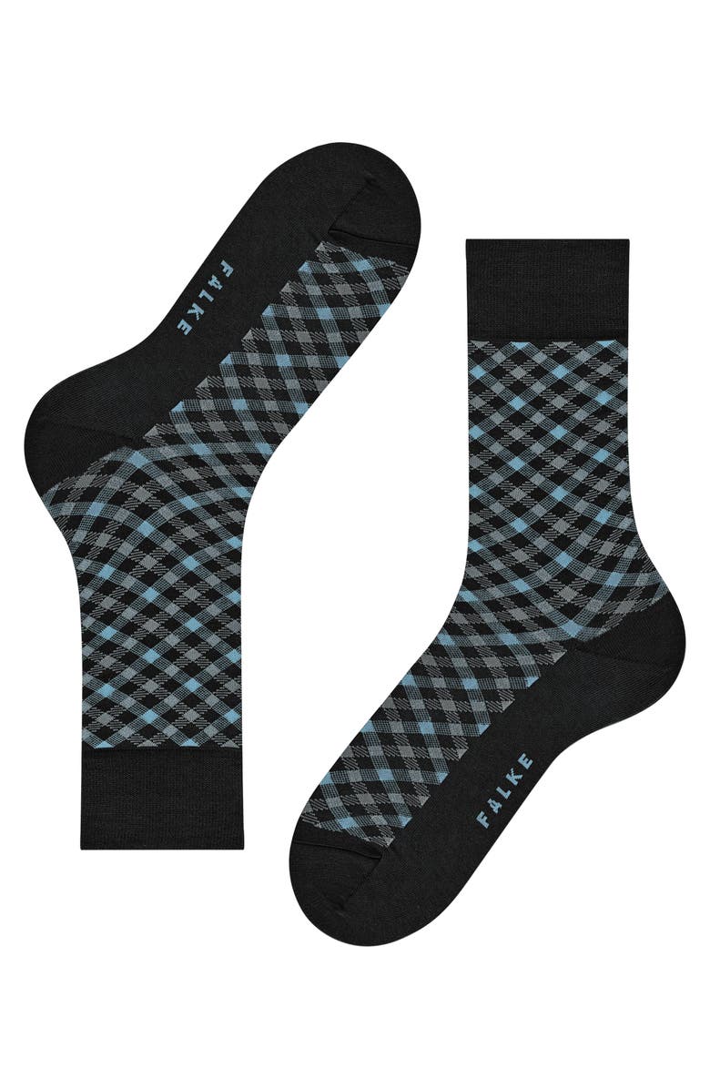 Falke Smart Check Dress Socks, Alternate, color, Black