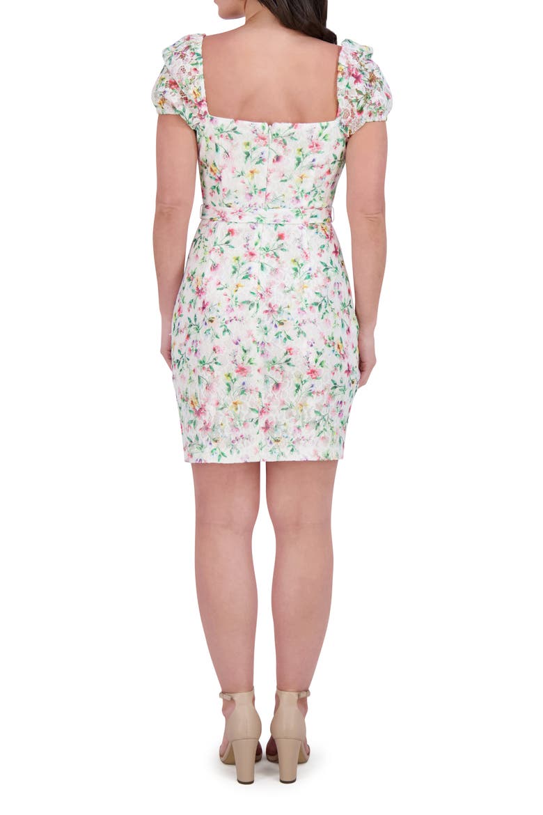 Print Tie Waist Body-Con Dress, Alternate, color, WHITE MULTI
