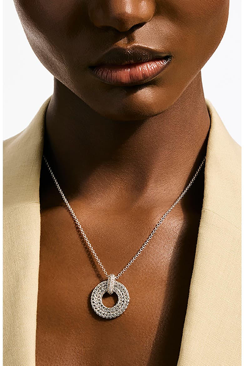 Icon Link Pavé Diamond Pendant Necklace, Alternate, color, SILVER