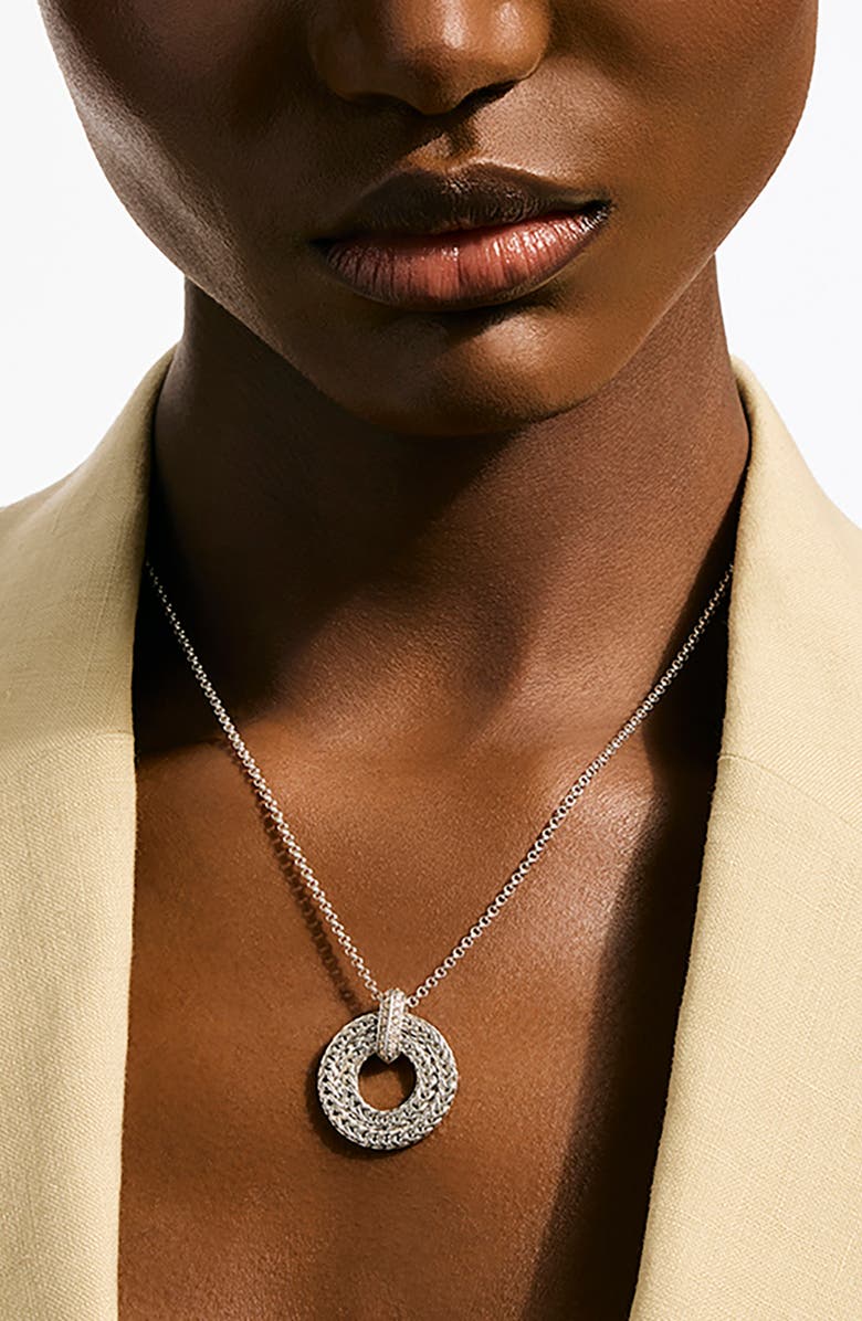 John Hardy Icon Link Pavé Diamond Pendant Necklace, Alternate, color, Silver