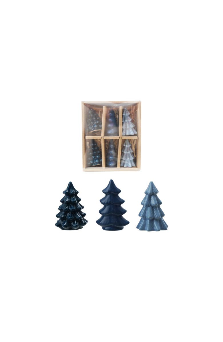 Storied Home 6-Piece Stoneware Trees, Blue, Main, color, Blue