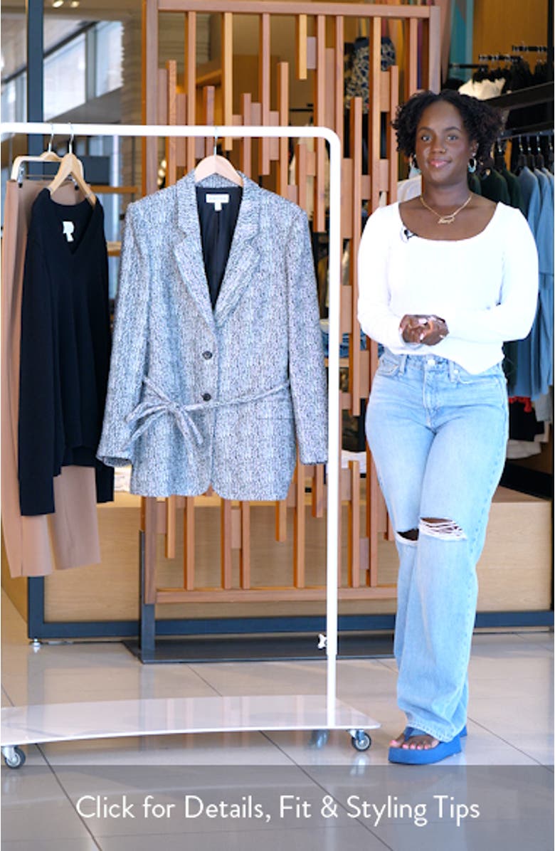 The Liv Belted Textured Boyfriend Blazer, sales video thumbnail