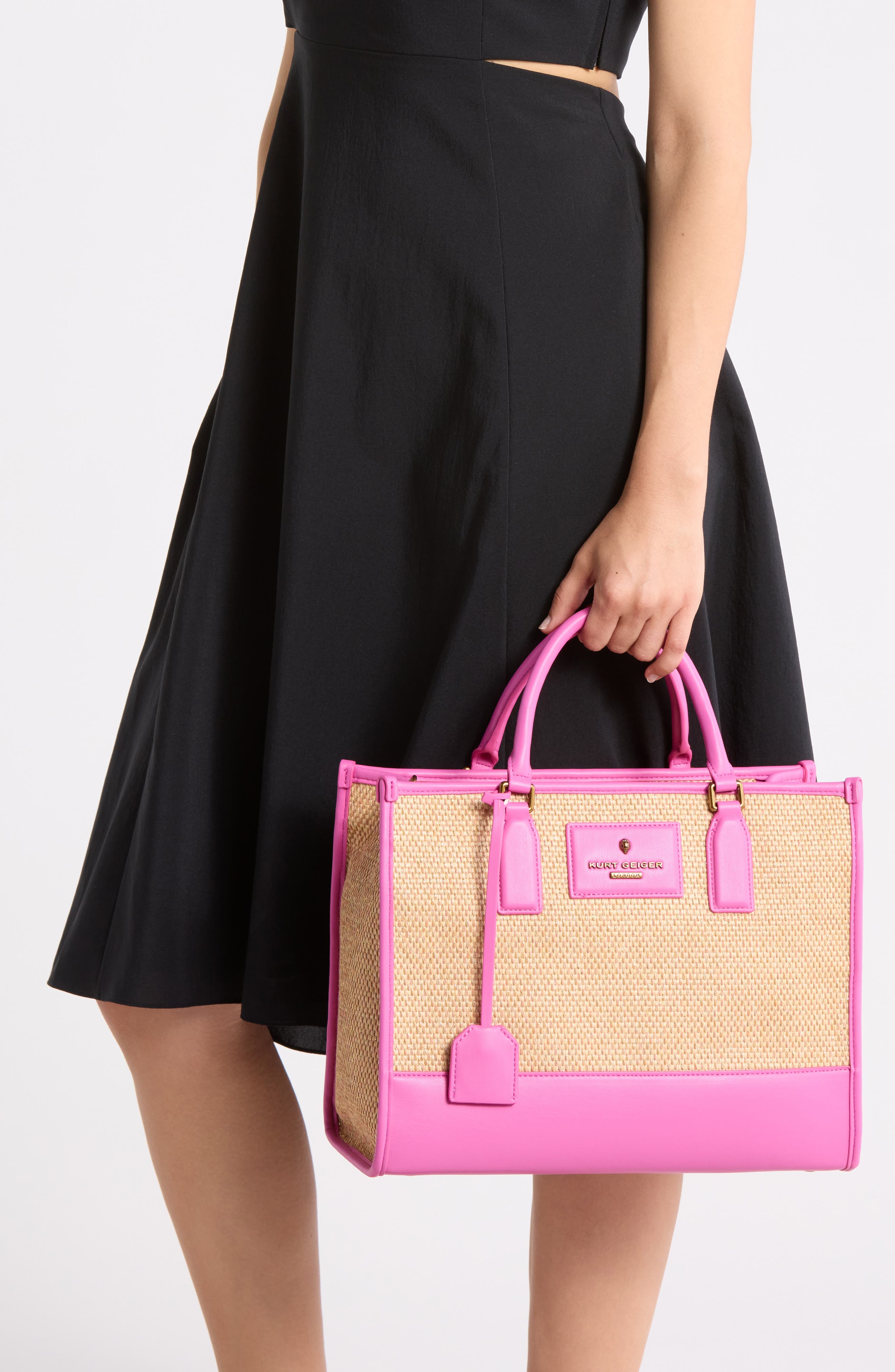 Kurt Geiger London Chiswick Raffia Tote, Alternate, color, Open Pink