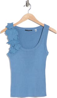 T Tahari Floral Appliqué Sweater Tank