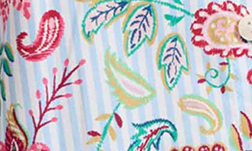 Foxcroft Meghan Stripe Floral Embroidered Cotton Button-up Shirt In Multi