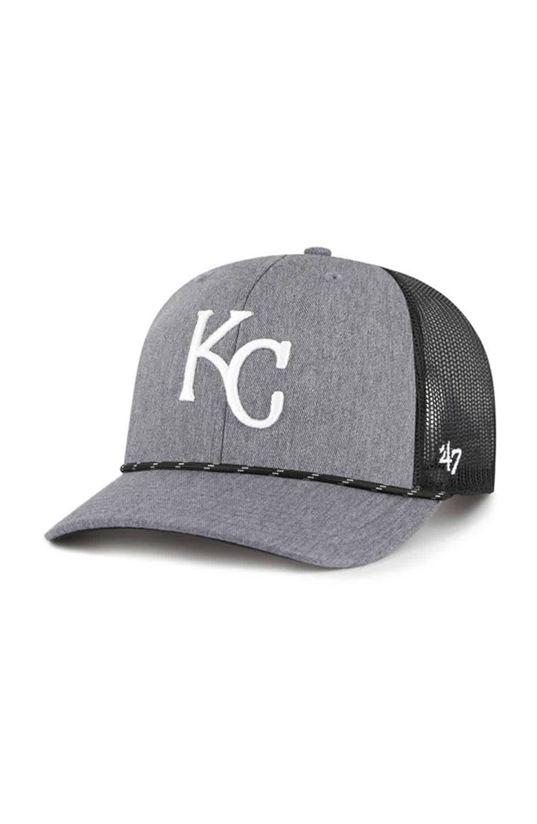 '47 Men's '47 Charcoal Kansas City Royals Carbon Rope Trucker Adjustable Hat, Main, color, Charcoal