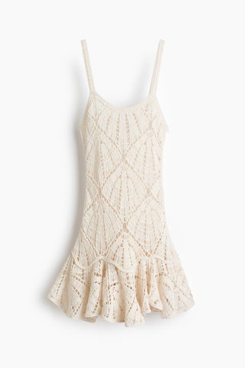Flounced Crochet-look Dress