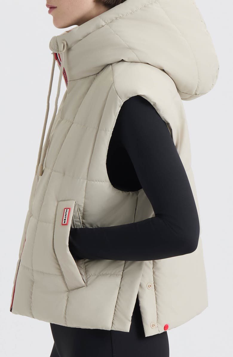 Hunter Lindsey Quilted Coated Water Repellent Vest, Alternate, color, Vanilla