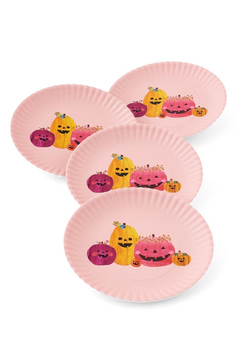 Set of 4 Pumpkin Melamine Dinner Plates