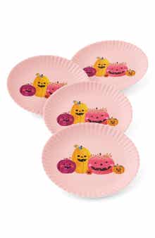 Set of 4 Pumpkin Melamine Dinner Plates