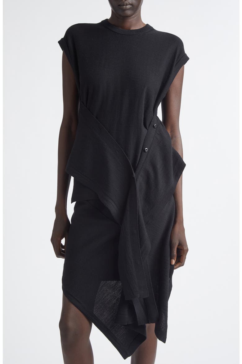 Button Drape Merino Wool Blend Top, Alternate, color, BLACK