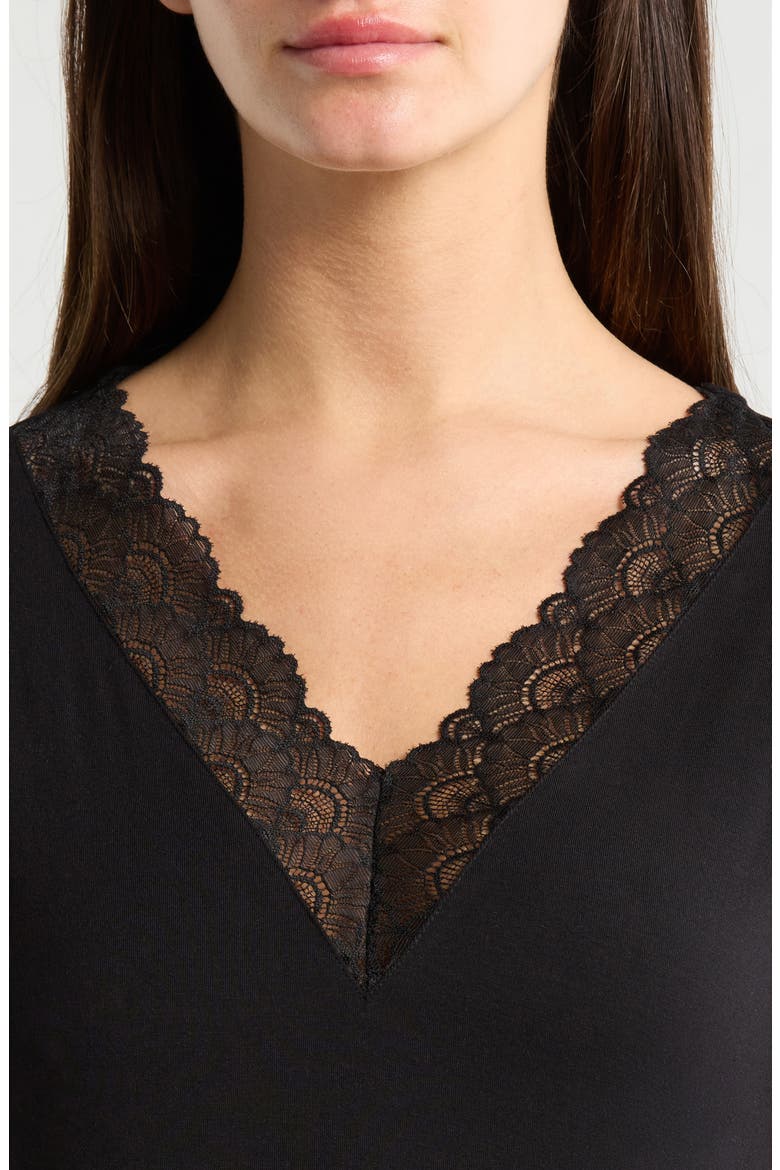 Moonlight Eco Lace Trim Nightshirt, Alternate, color, BLACK