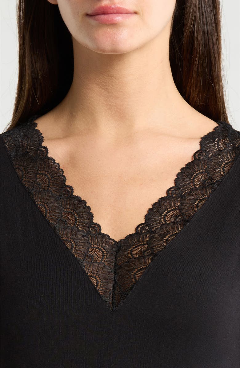 Nordstrom Moonlight Eco Lace Trim Nightshirt, Alternate, color, Black
