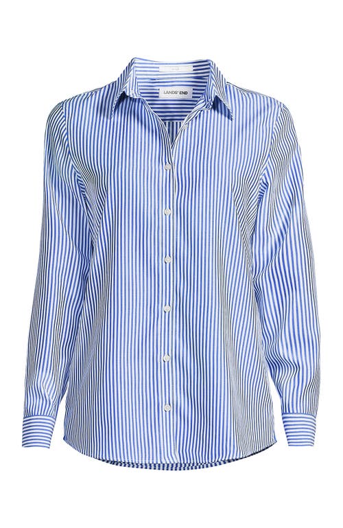 Lands' End Plus Size No Iron Button Front Shirt In Blue