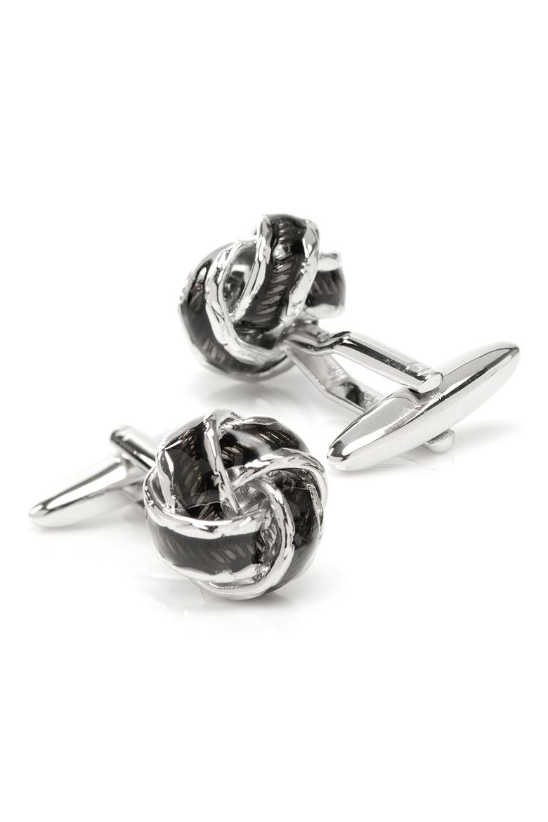 Knot Cuff Links, Alternate, color, BLACK