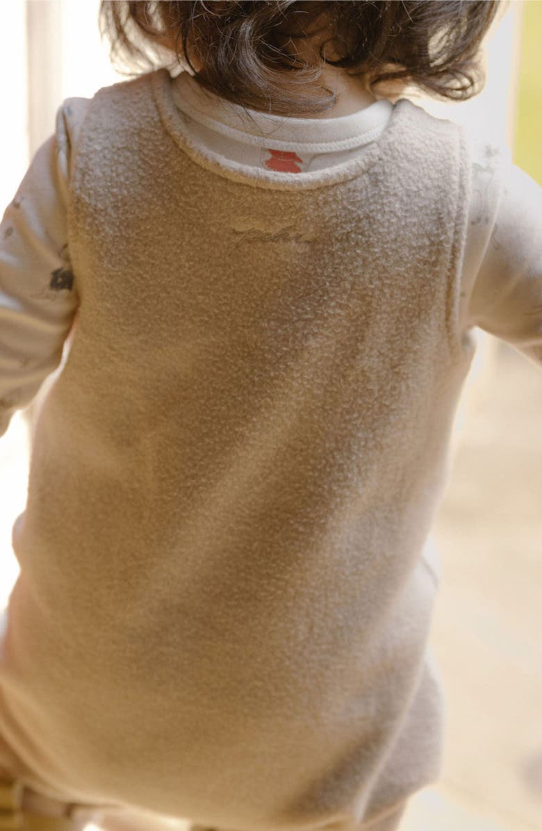 Pehr Organic Cotton Teddy Fleece Overalls, Alternate, color, Stone