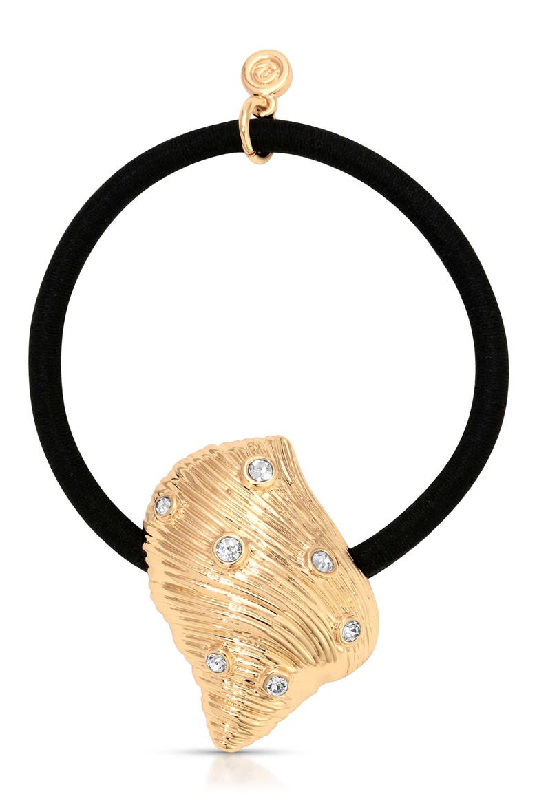 Soleil Seashell Ponytail Holder, Alternate, color, GOLD