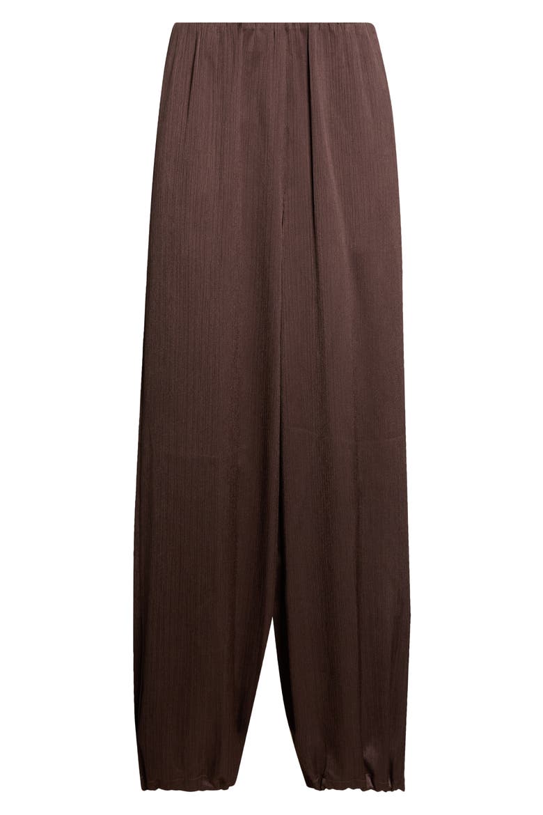 Plissé Drawcord-Hem Satin Pants, Alternate, color, IRON