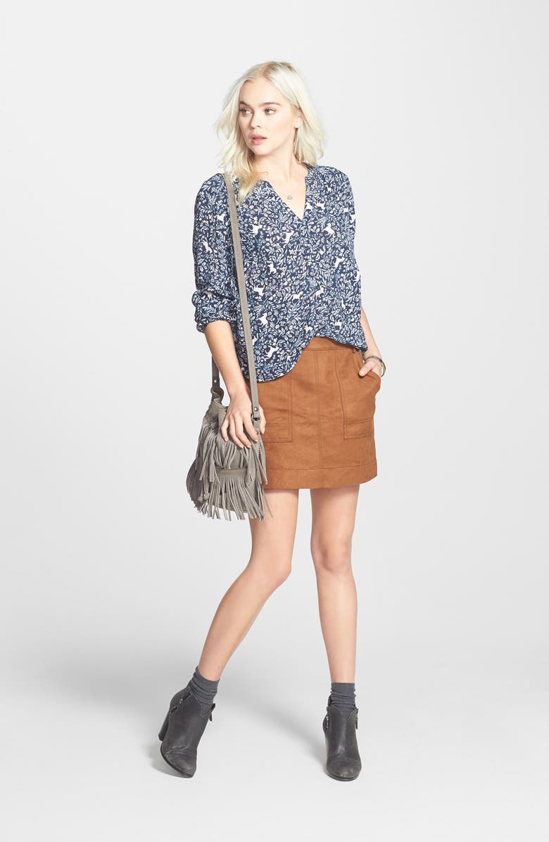 Hinge Faux Suede A-Line Miniskirt, Alternate, color,