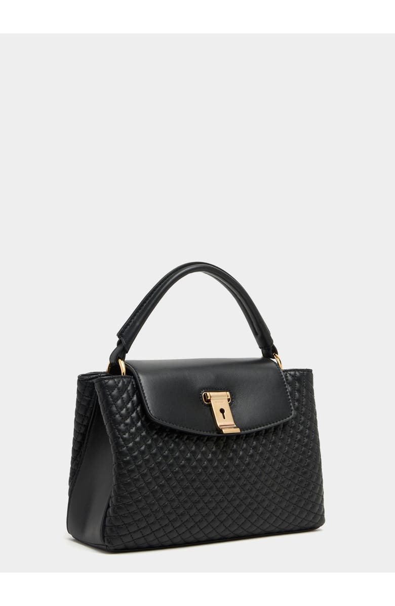 Bally Lock Me Small Top Handle Bag In Quilted Leather, Alternate, color, Black