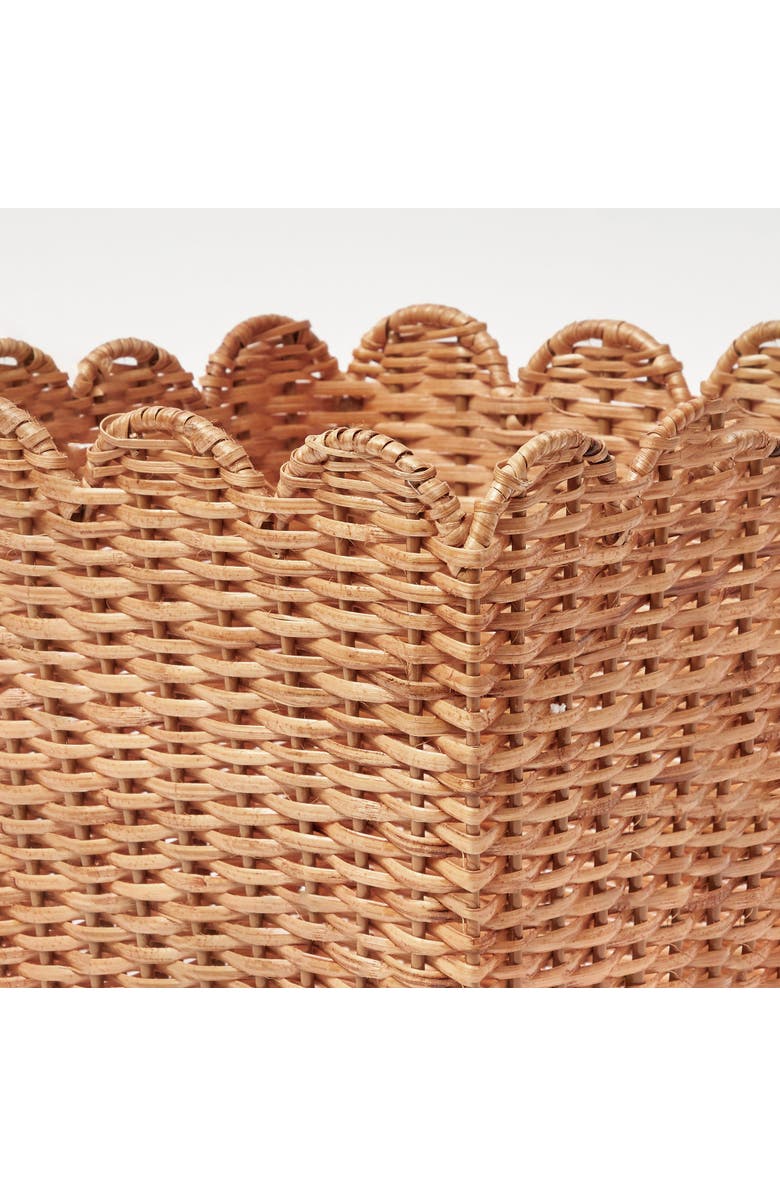 Mrs. Alice Scalloped Rattan Waste Paper Bin, Alternate, color, Natural