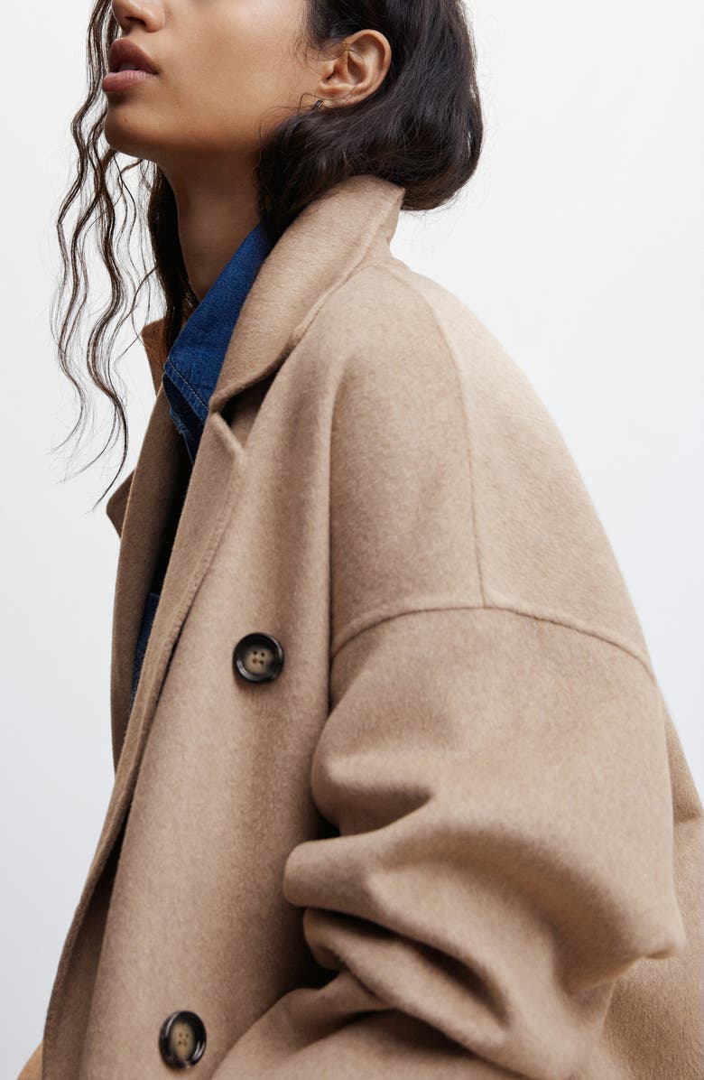 MANGO Oversize Double Breasted Wool Blend Coat, Alternate, color, 