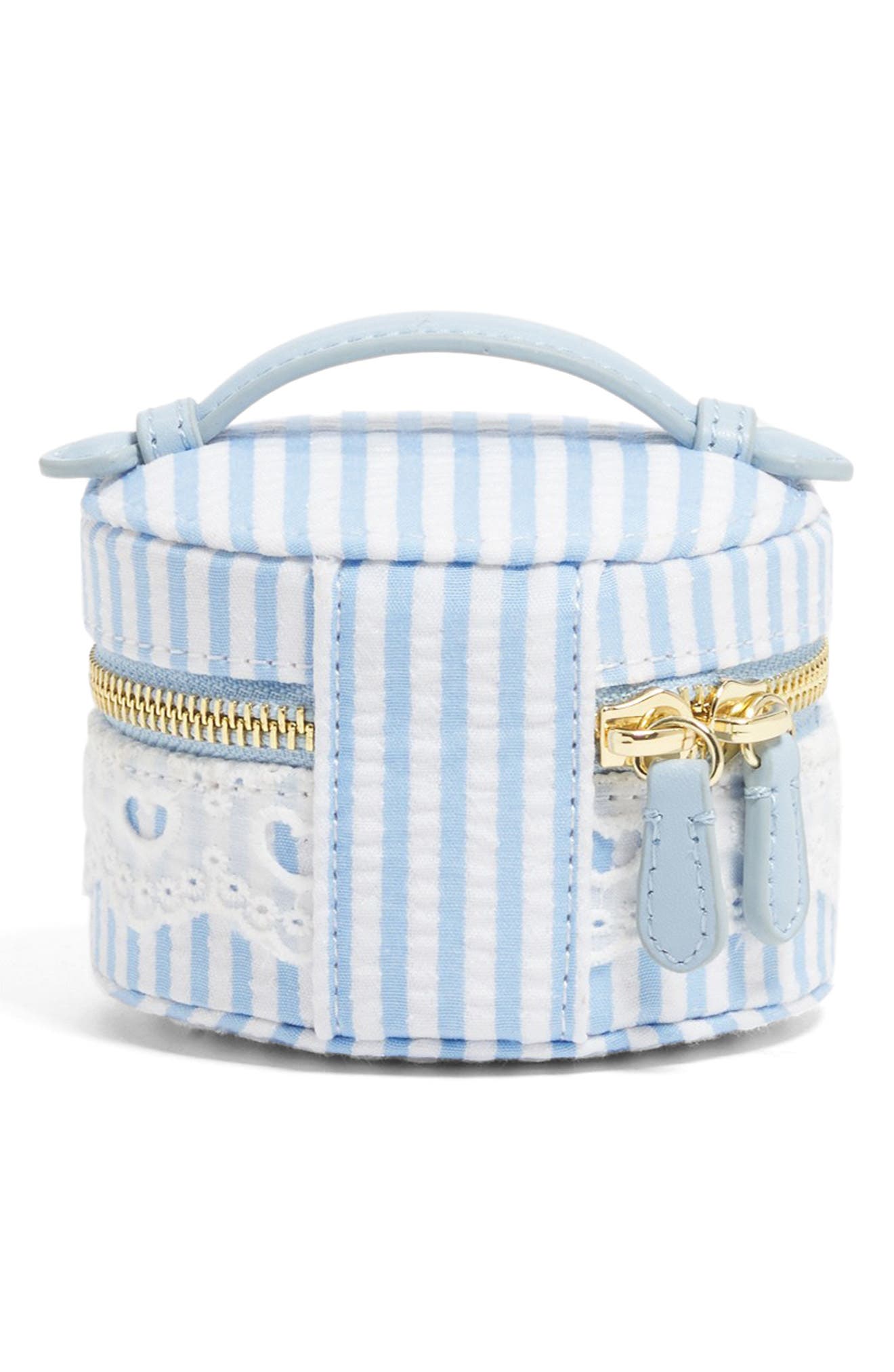 Seersucker Top Handle Pill Case, Alternate, color, BLUE SEERSUCKER