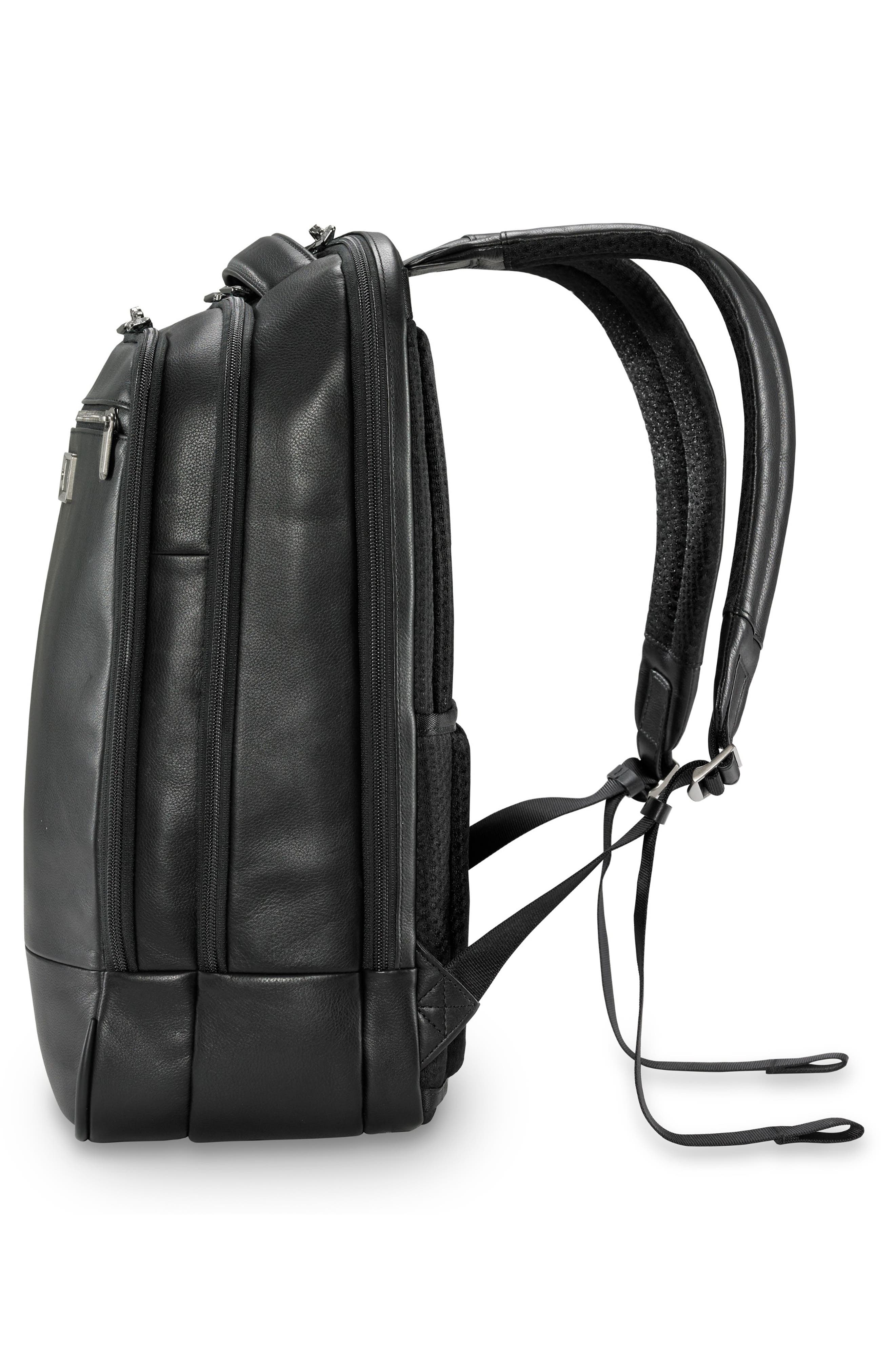 Briggs & Riley Medium Leather RFID Pocket Laptop Backpack, Alternate, color, 