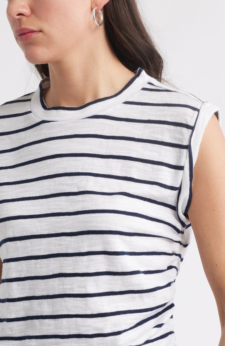 Caslon<sup>®</sup> Ruched Tank, Alternate, color, White- Navy Blazer Jana Stripe